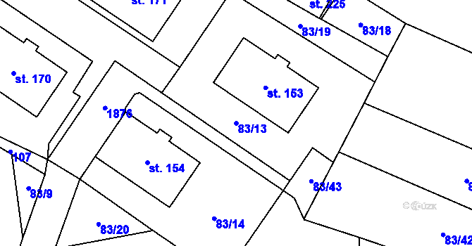 Parcela st. 83/13 v KÚ Hrachov, Katastrální mapa
