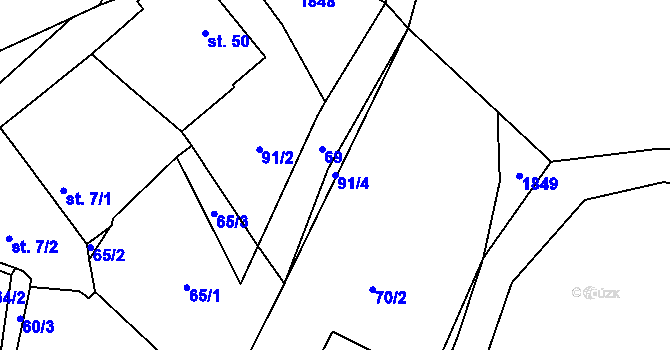 Parcela st. 91/4 v KÚ Hrachov, Katastrální mapa