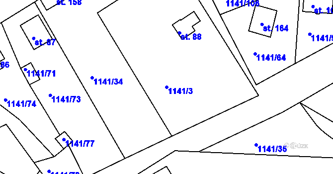 Parcela st. 1141/3 v KÚ Hrachov, Katastrální mapa