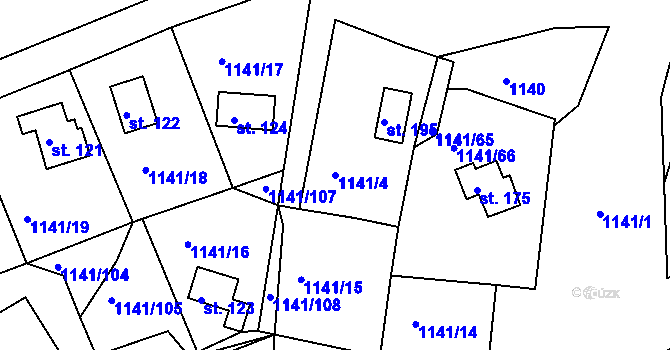 Parcela st. 1141/4 v KÚ Hrachov, Katastrální mapa