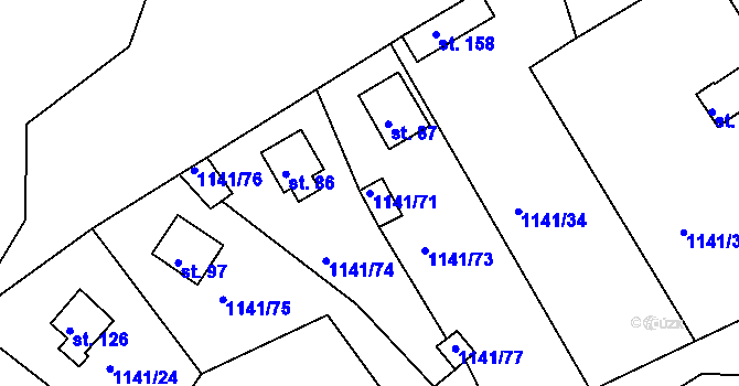 Parcela st. 1141/71 v KÚ Hrachov, Katastrální mapa