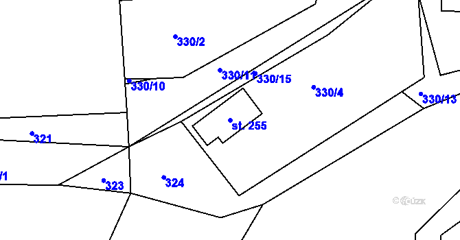 Parcela st. 255 v KÚ Hrachov, Katastrální mapa