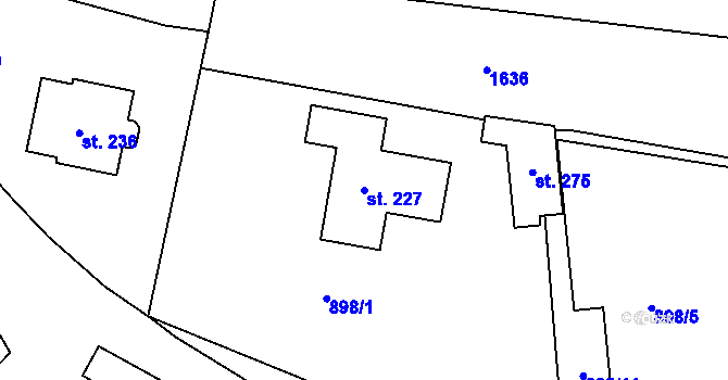 Parcela st. 227 v KÚ Hrachov, Katastrální mapa