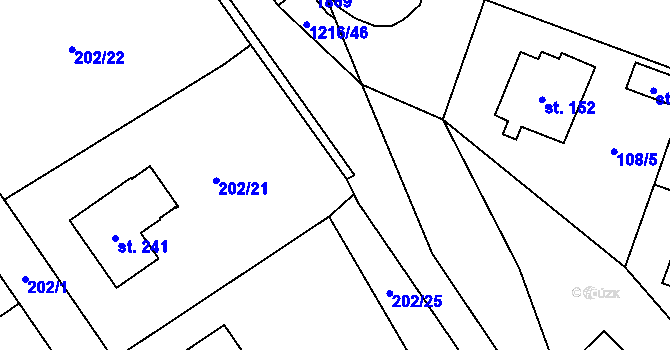 Parcela st. 202/24 v KÚ Hrachov, Katastrální mapa