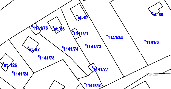 Parcela st. 1141/73 v KÚ Hrachov, Katastrální mapa