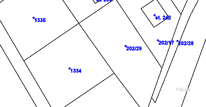 Parcela st. 209/7 v KÚ Hrachov, Katastrální mapa