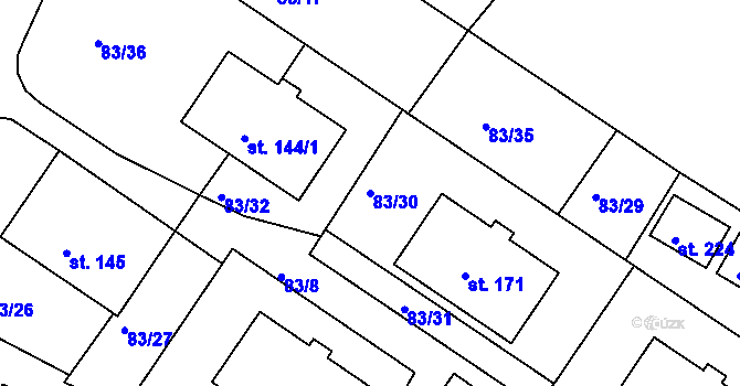Parcela st. 83/30 v KÚ Hrachov, Katastrální mapa