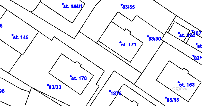 Parcela st. 83/31 v KÚ Hrachov, Katastrální mapa