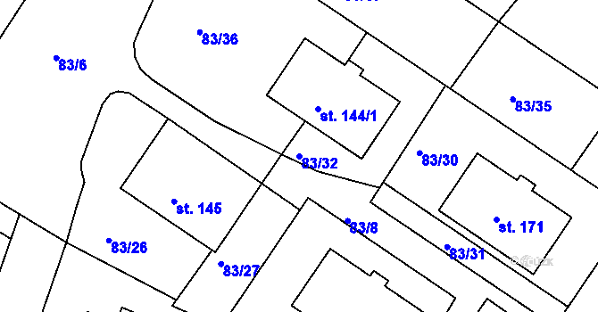 Parcela st. 83/32 v KÚ Hrachov, Katastrální mapa