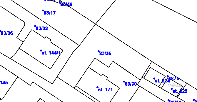 Parcela st. 83/35 v KÚ Hrachov, Katastrální mapa