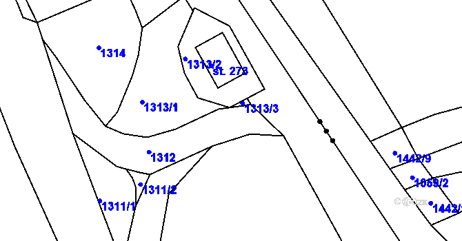 Parcela st. 91/7 v KÚ Hrachov, Katastrální mapa