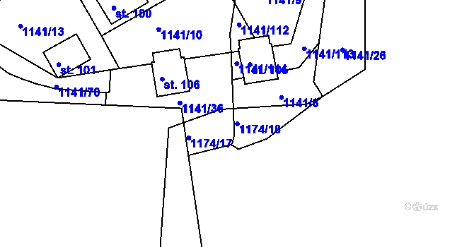 Parcela st. 1174/18 v KÚ Hrachov, Katastrální mapa