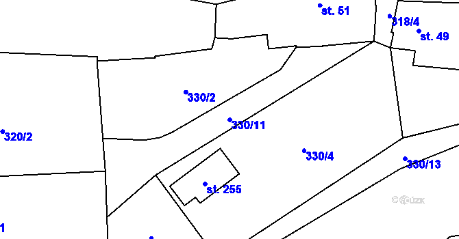 Parcela st. 330/11 v KÚ Hrachov, Katastrální mapa