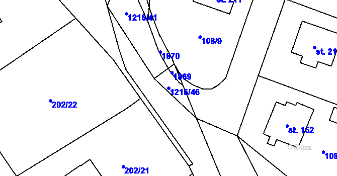 Parcela st. 1216/46 v KÚ Hrachov, Katastrální mapa