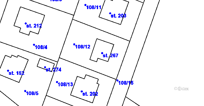 Parcela st. 267 v KÚ Hrachov, Katastrální mapa
