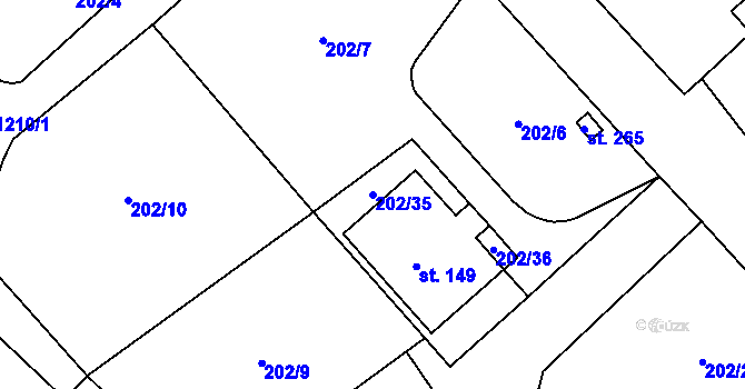Parcela st. 202/35 v KÚ Hrachov, Katastrální mapa