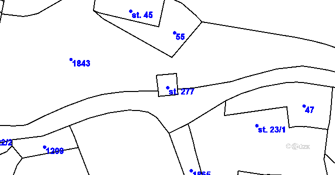 Parcela st. 277 v KÚ Hrachov, Katastrální mapa