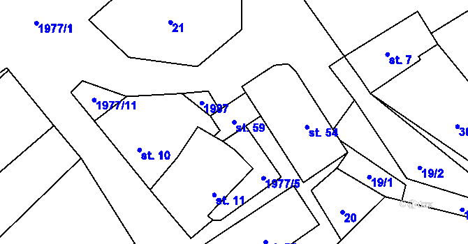 Parcela st. 59 v KÚ Chlum nad Malší, Katastrální mapa