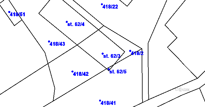 Parcela st. 62/3 v KÚ Chlum nad Malší, Katastrální mapa