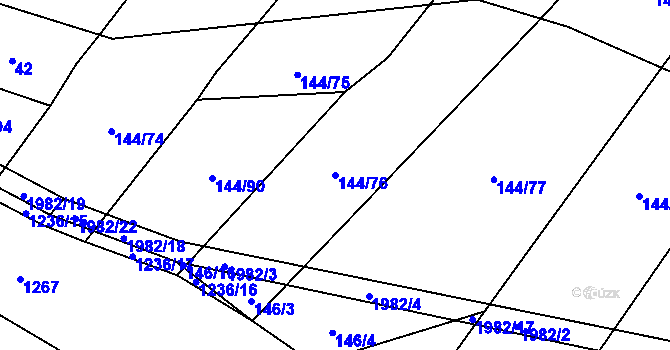 Parcela st. 144/76 v KÚ Chlum nad Malší, Katastrální mapa
