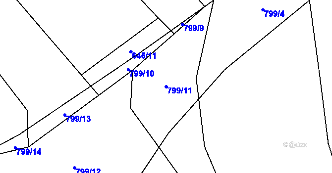 Parcela st. 799/11 v KÚ Chlum nad Malší, Katastrální mapa