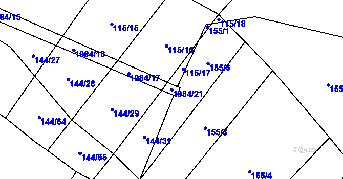 Parcela st. 1984/21 v KÚ Chlum nad Malší, Katastrální mapa