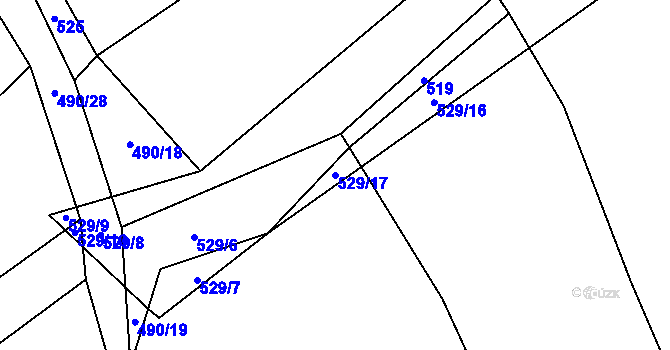Parcela st. 529/17 v KÚ Sedlce, Katastrální mapa