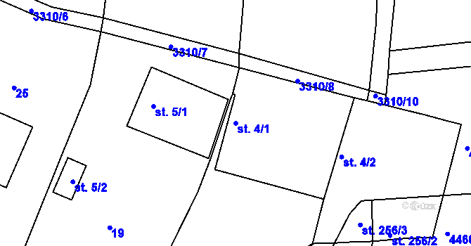 Parcela st. 4/1 v KÚ Sedlce, Katastrální mapa