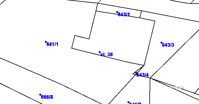 Parcela st. 38 v KÚ Sedlce, Katastrální mapa