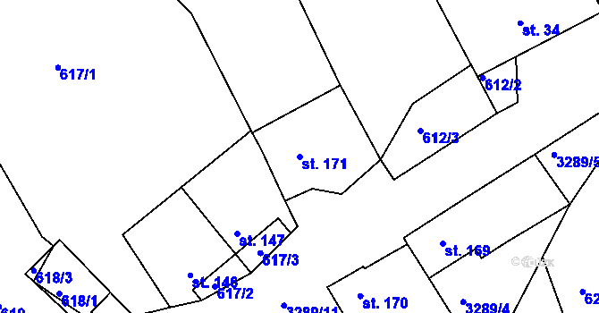 Parcela st. 171 v KÚ Sedlce, Katastrální mapa