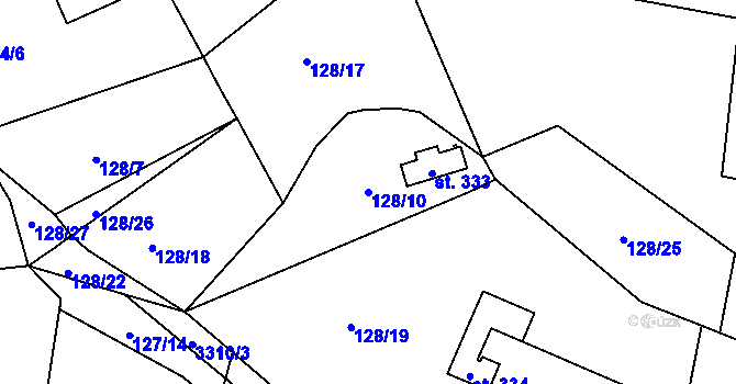 Parcela st. 128/10 v KÚ Sedlce, Katastrální mapa
