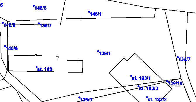 Parcela st. 139/1 v KÚ Sedlce, Katastrální mapa