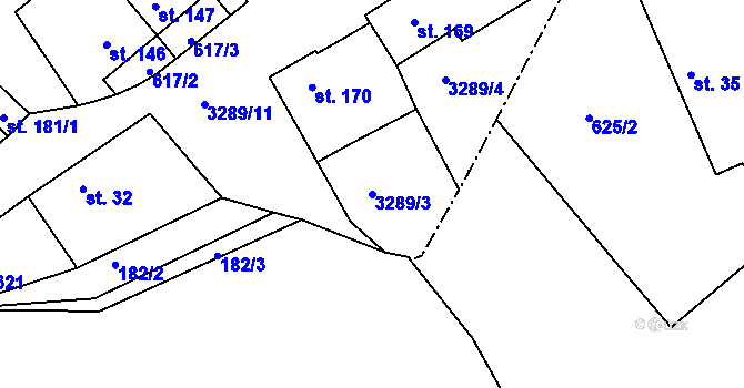 Parcela st. 3289/3 v KÚ Sedlce, Katastrální mapa