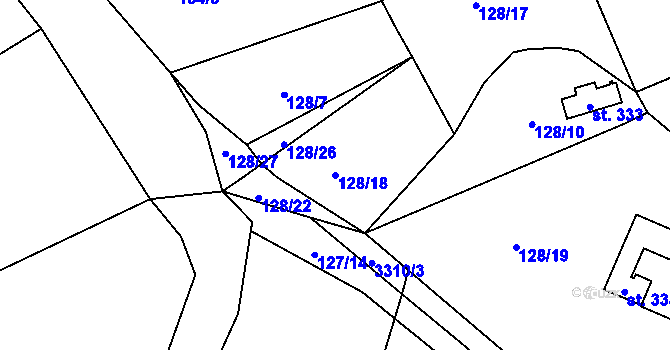 Parcela st. 128/18 v KÚ Sedlce, Katastrální mapa