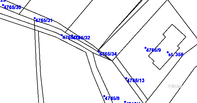 Parcela st. 4765/34 v KÚ Svatý Jan nad Malší, Katastrální mapa