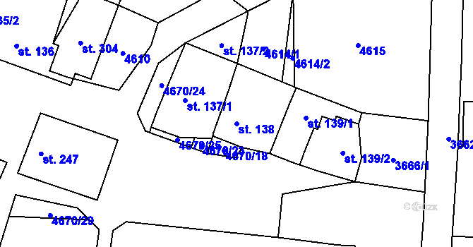 Parcela st. 138 v KÚ Svatý Jan nad Malší, Katastrální mapa