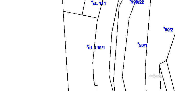 Parcela st. 119/1 v KÚ Svatý Jan pod Skalou, Katastrální mapa