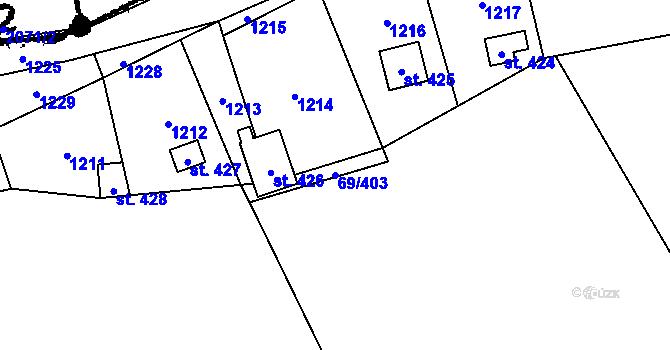 Parcela st. 69/403 v KÚ Svatý Jan pod Skalou, Katastrální mapa
