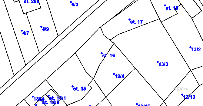 Parcela st. 16 v KÚ Svébohov, Katastrální mapa
