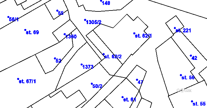 Parcela st. 62/2 v KÚ Svébohov, Katastrální mapa