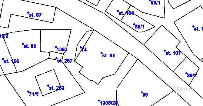Parcela st. 81 v KÚ Svébohov, Katastrální mapa
