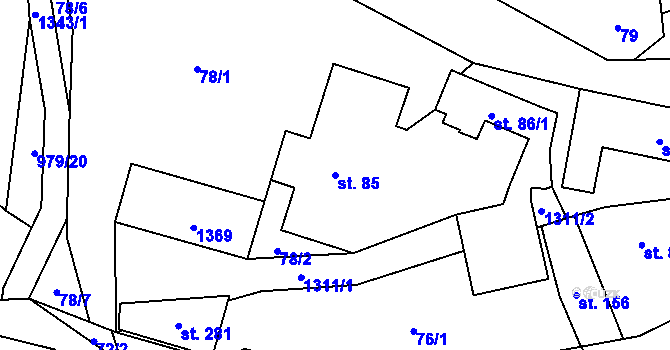 Parcela st. 85 v KÚ Svébohov, Katastrální mapa