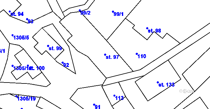 Parcela st. 97 v KÚ Svébohov, Katastrální mapa