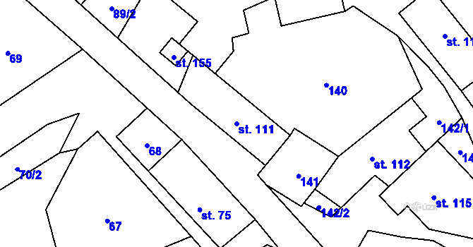 Parcela st. 111 v KÚ Svébohov, Katastrální mapa