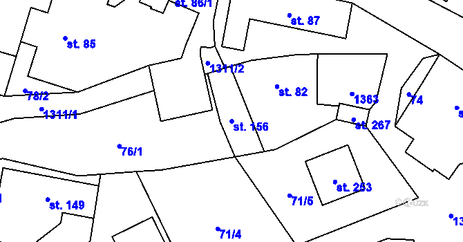 Parcela st. 156 v KÚ Svébohov, Katastrální mapa