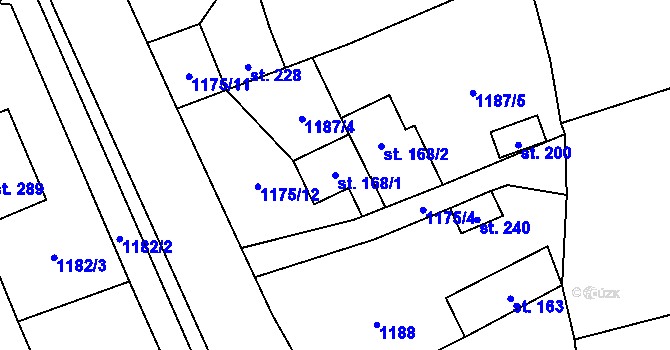 Parcela st. 168/1 v KÚ Svébohov, Katastrální mapa