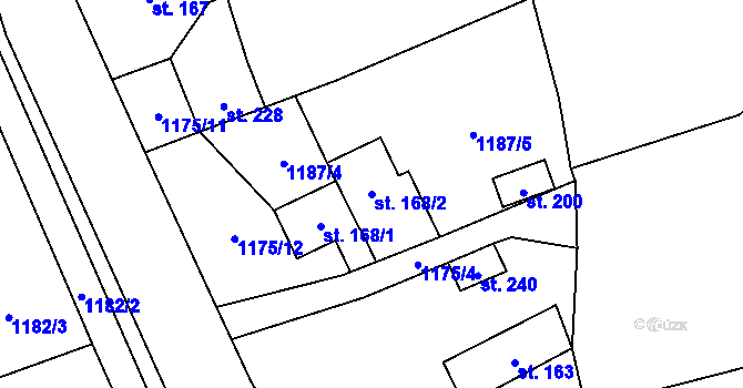 Parcela st. 168/2 v KÚ Svébohov, Katastrální mapa