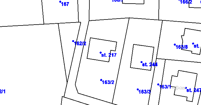 Parcela st. 217 v KÚ Svébohov, Katastrální mapa
