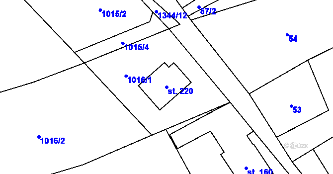 Parcela st. 220 v KÚ Svébohov, Katastrální mapa