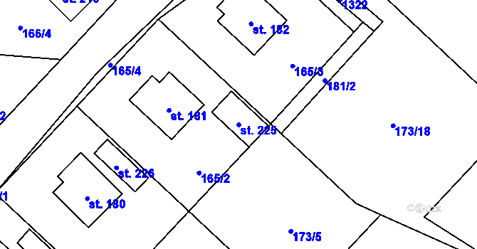 Parcela st. 225 v KÚ Svébohov, Katastrální mapa